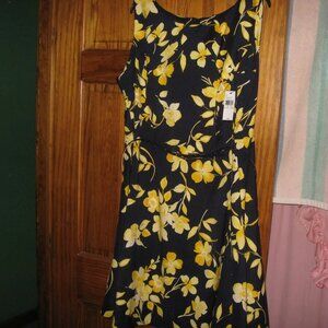 Navy Blue W/Yellow Flowers Women's Dress